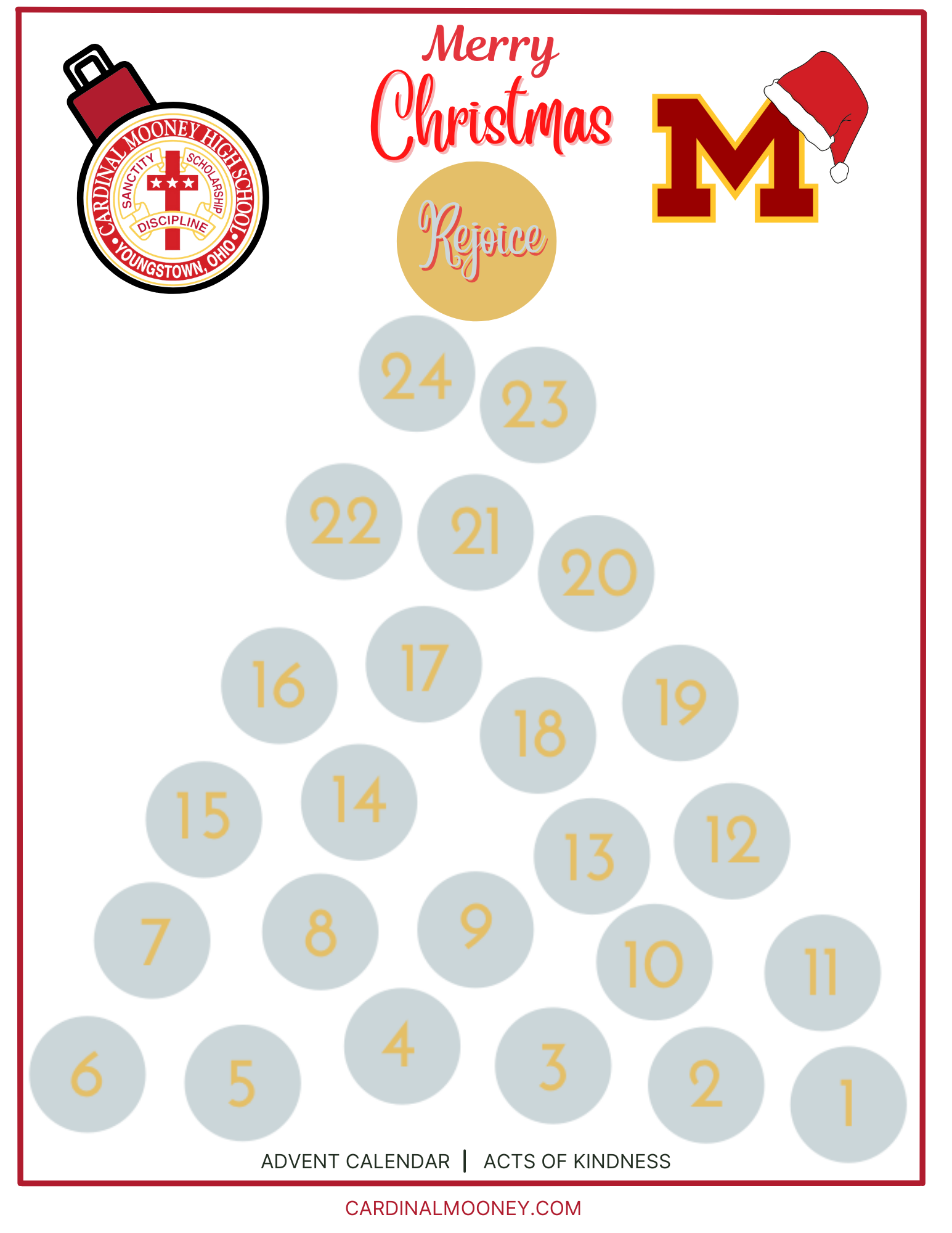 Acts Of Kindness Advent Calendar Cardinal Mooney