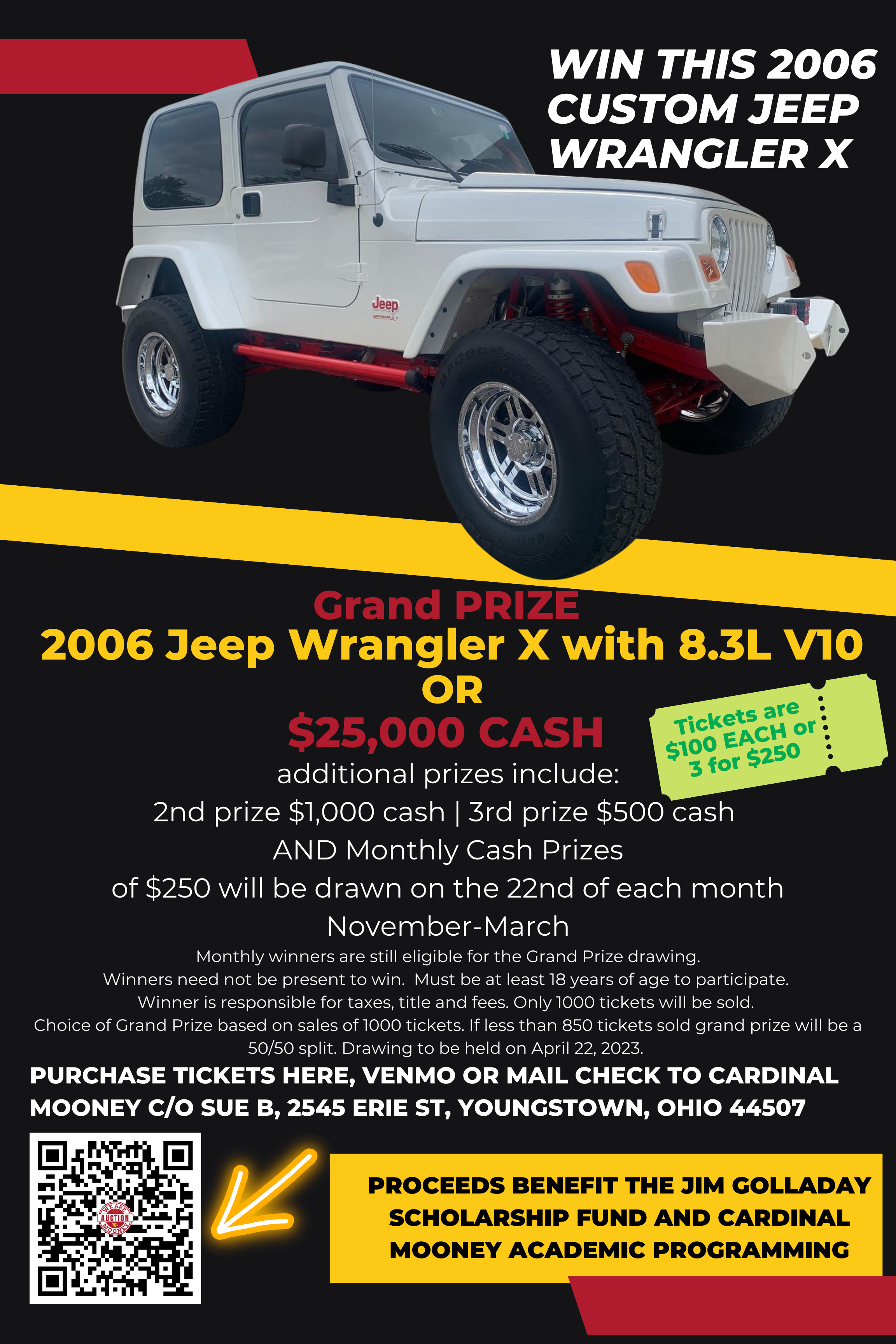 2006 Jeep Wrangler X with Viper  V10 Giveaway - Cardinal Mooney High  School